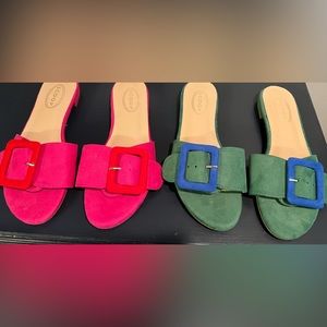 Color Block Flat Slides/Sandals